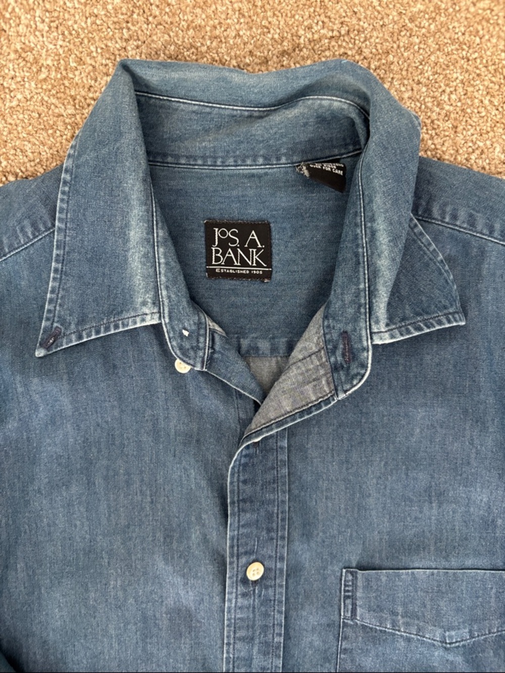 Jos. A. Bank Blue Denim Button-Up Shirt